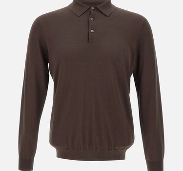 KANGRA Polo in misto seta e cotone BROWN Uomo 