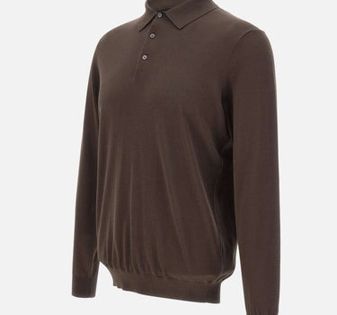 KANGRA Polo in misto seta e cotone BROWN Uomo 