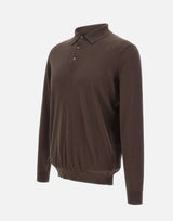 KANGRA Polo in misto seta e cotone BROWN Uomo 