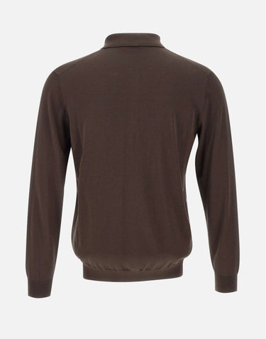 KANGRA Polo in misto seta e cotone BROWN Uomo 