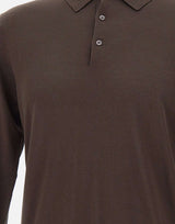 KANGRA Polo in misto seta e cotone BROWN Uomo 