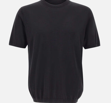 KANGRA Maglia a maniche corte in misto seta e cotone BLACK Uomo 