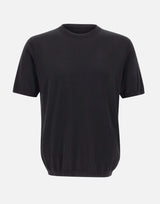 KANGRA Maglia a maniche corte in misto seta e cotone BLACK Uomo 