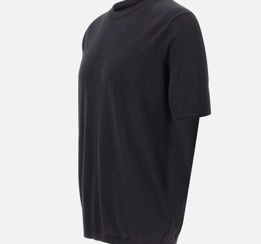 KANGRA Maglia a maniche corte in misto seta e cotone BLACK Uomo 