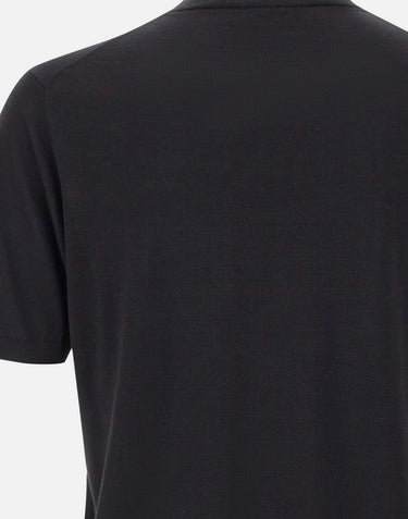 KANGRA Maglia a maniche corte in misto seta e cotone BLACK Uomo 