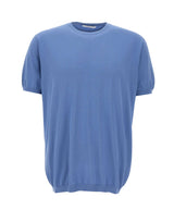 KANGRA Maglia a maniche corte in misto seta e cotone Light Blue Uomo 