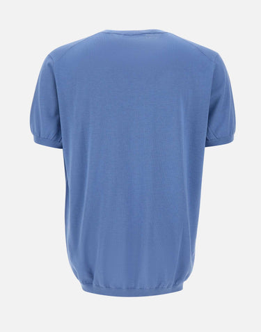 KANGRA Maglia a maniche corte in misto seta e cotone Light Blue Uomo 