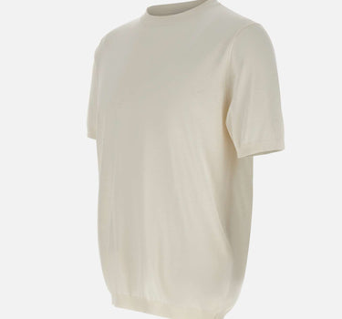 KANGRA Maglia a maniche corte in misto seta e cotone WHITE Uomo 