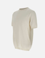KANGRA Maglia a maniche corte in misto seta e cotone WHITE Uomo 
