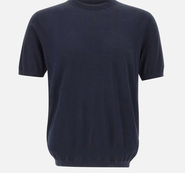 KANGRA Maglia a maniche corte in misto seta e cotone BLUE Uomo 