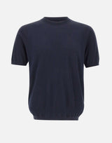 KANGRA Maglia a maniche corte in misto seta e cotone BLUE Uomo 
