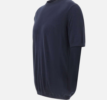 KANGRA Maglia a maniche corte in misto seta e cotone BLUE Uomo 