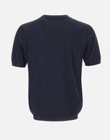 KANGRA Maglia a maniche corte in misto seta e cotone BLUE Uomo 