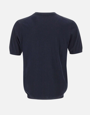 KANGRA Maglia a maniche corte in misto seta e cotone BLUE Uomo 