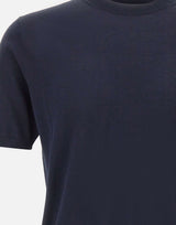 KANGRA Maglia a maniche corte in misto seta e cotone BLUE Uomo 
