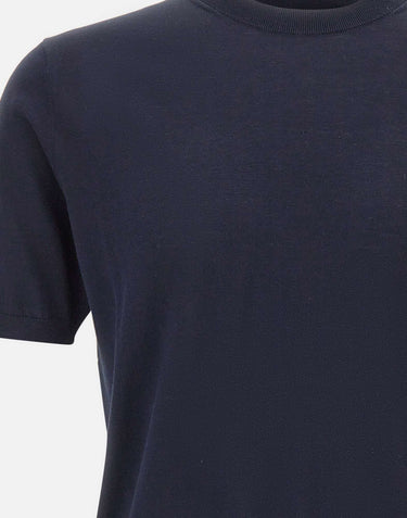 KANGRA Maglia a maniche corte in misto seta e cotone BLUE Uomo 
