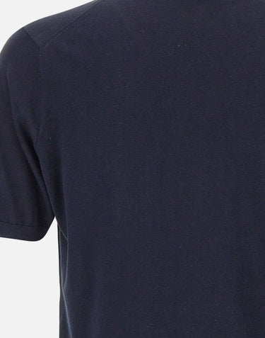 KANGRA Maglia a maniche corte in misto seta e cotone BLUE Uomo 