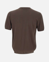 KANGRA Maglia a maniche corte in misto seta e cotone BROWN Uomo 