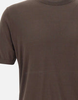 KANGRA Maglia a maniche corte in misto seta e cotone BROWN Uomo 