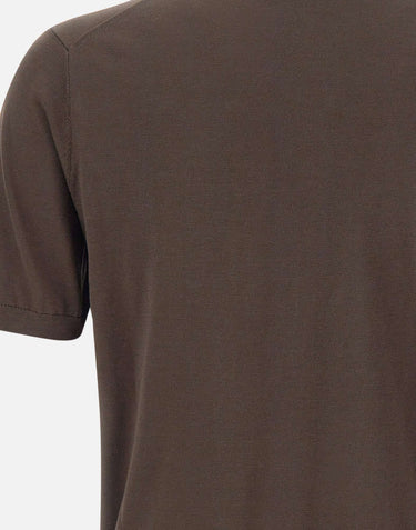 KANGRA Maglia a maniche corte in misto seta e cotone BROWN Uomo 