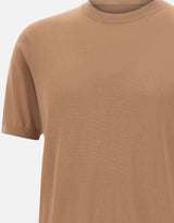 KANGRA Maglia a maniche corte in misto seta e cotone BROWN Uomo 