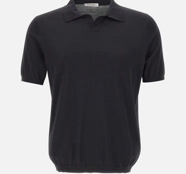 KANGRA Polo in misto seta e cotone BLACK Uomo 