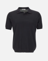 KANGRA Polo in misto seta e cotone BLACK Uomo 