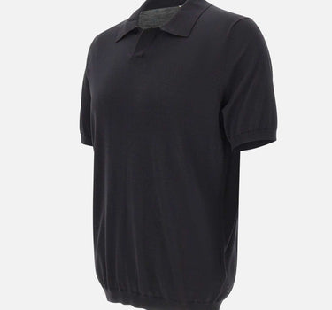 KANGRA Polo in misto seta e cotone BLACK Uomo 