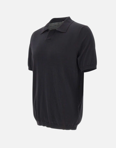 KANGRA Polo in misto seta e cotone BLACK Uomo 