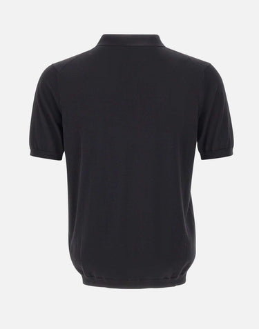 KANGRA Polo in misto seta e cotone BLACK Uomo 