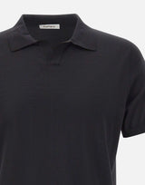 KANGRA Polo in misto seta e cotone BLACK Uomo 