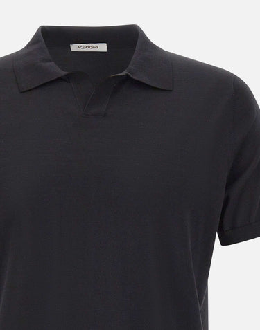KANGRA Polo in misto seta e cotone BLACK Uomo 