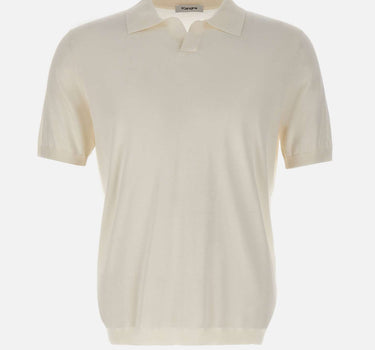 KANGRA Polo in misto seta e cotone WHITE Uomo 