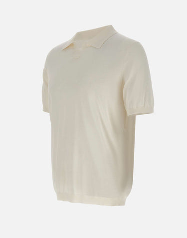 KANGRA Polo in misto seta e cotone WHITE Uomo 