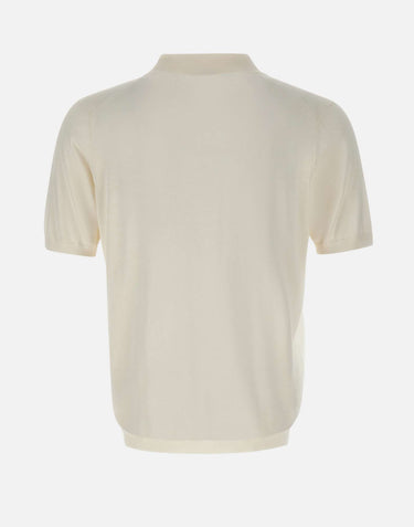 KANGRA Polo in misto seta e cotone WHITE Uomo 
