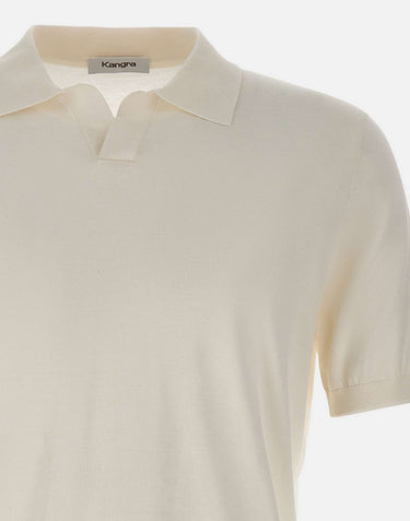 KANGRA Polo in misto seta e cotone WHITE Uomo 