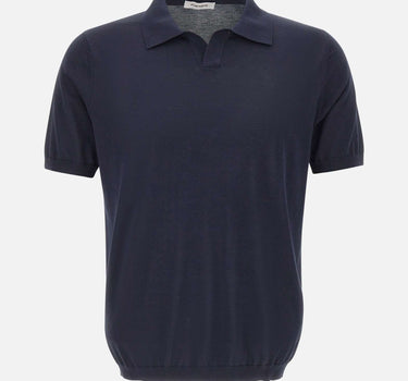 KANGRA Polo in misto seta e cotone BLUE Uomo 