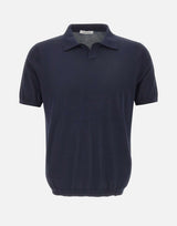 KANGRA Polo in misto seta e cotone BLUE Uomo 