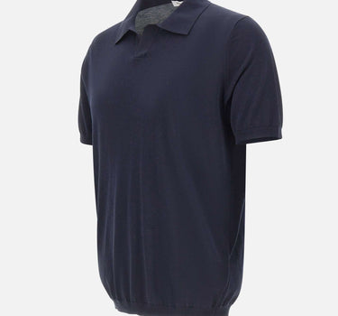 KANGRA Polo in misto seta e cotone BLUE Uomo 