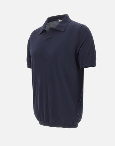 KANGRA Polo in misto seta e cotone BLUE Uomo 