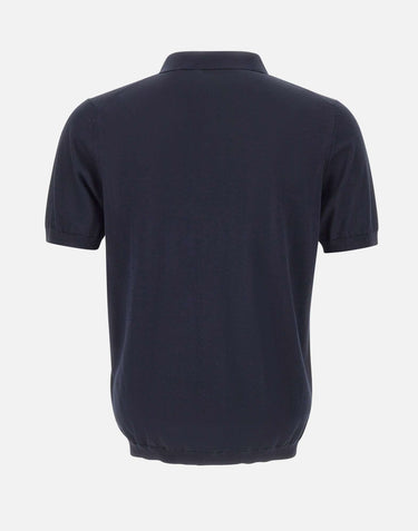 KANGRA Polo in misto seta e cotone BLUE Uomo 