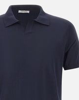 KANGRA Polo in misto seta e cotone BLUE Uomo 