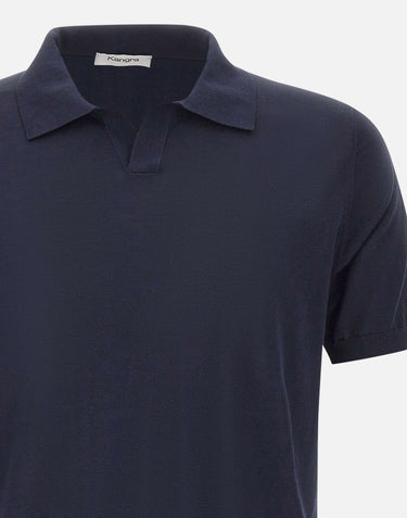 KANGRA Polo in misto seta e cotone BLUE Uomo 