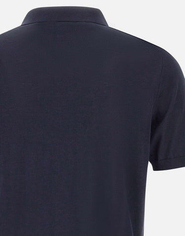 KANGRA Polo in misto seta e cotone BLUE Uomo 