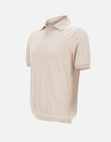 KANGRA Polo in misto seta e cotone BEIGE Uomo 