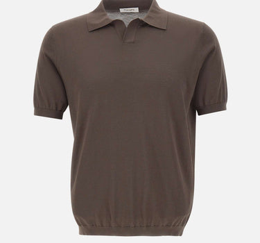 KANGRA Polo in misto seta e cotone BROWN Uomo 