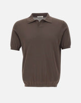 KANGRA Polo in misto seta e cotone BROWN Uomo 
