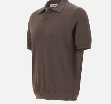 KANGRA Polo in misto seta e cotone BROWN Uomo 