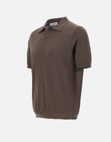 KANGRA Polo in misto seta e cotone BROWN Uomo 