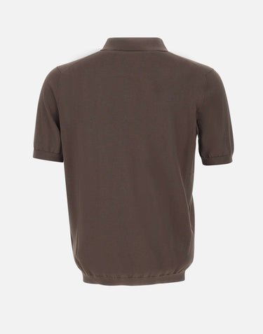 KANGRA Polo in misto seta e cotone BROWN Uomo 